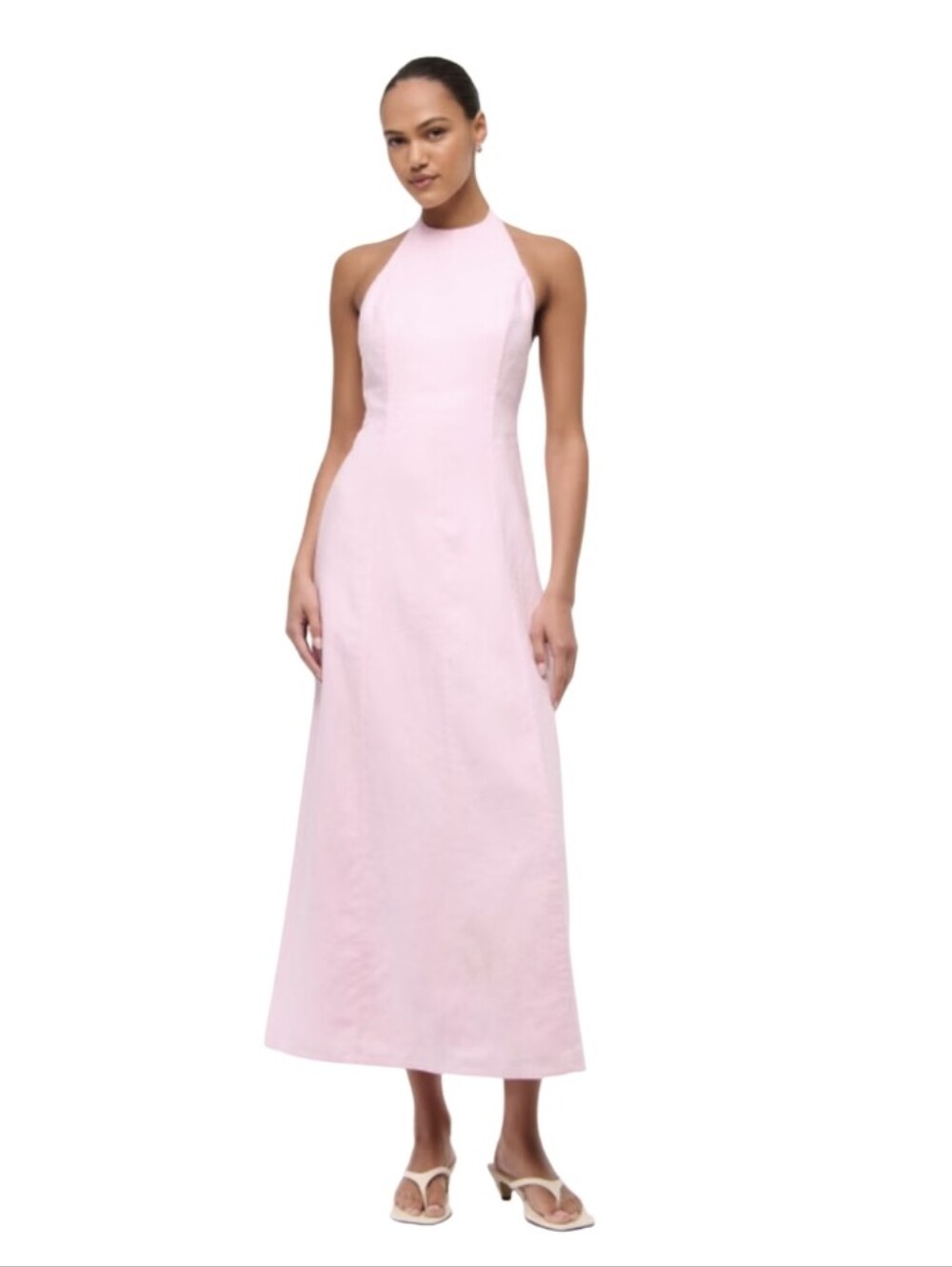 NWT Abercrombie & Fitch Linen High Neck Maxi Dress- LP